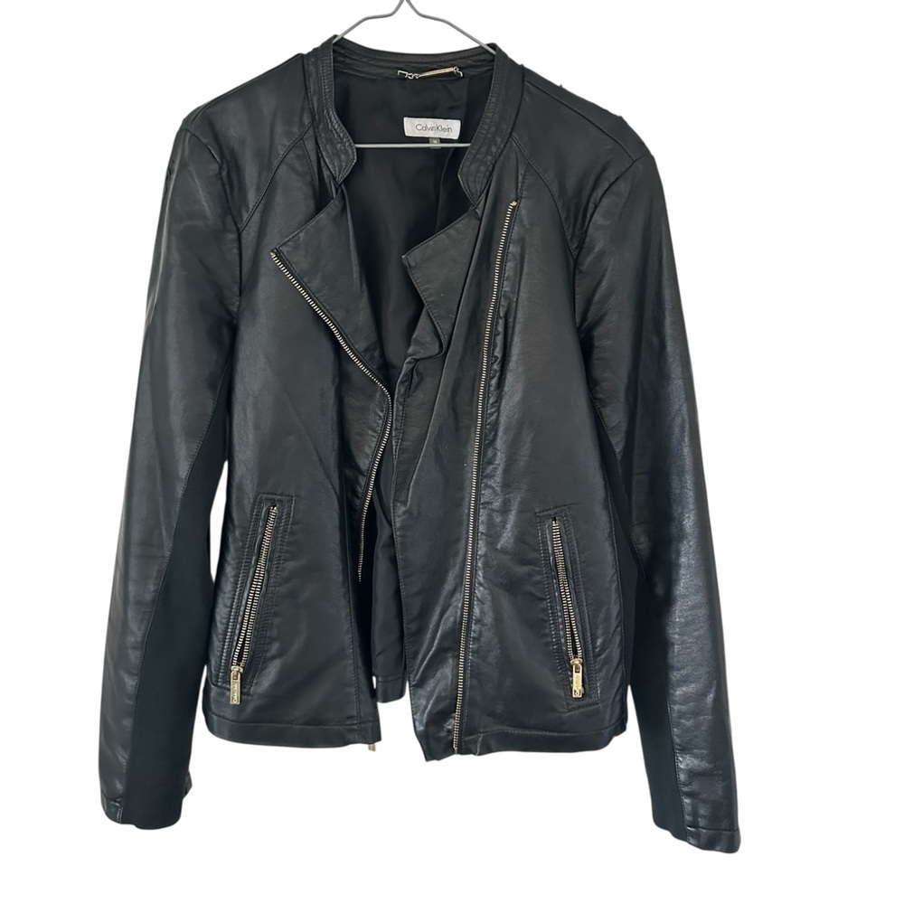 Calvin Klein Women's Leather Jacket in Black Zize M - Picture 2 of 6